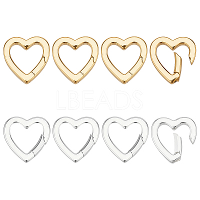 8Pcs 2 Colors Brass Spring Gate Rings KK-PH0013-93-1