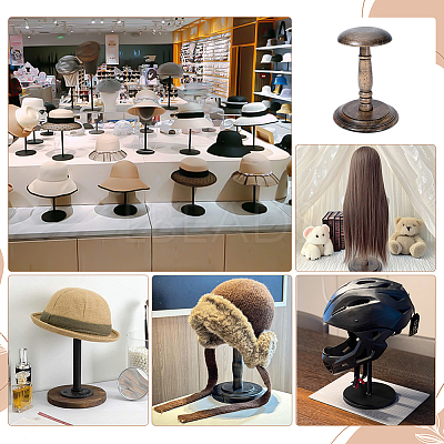 Wood Dome Shaped Stem Hat Rack AJEW-WH0609-778B-1