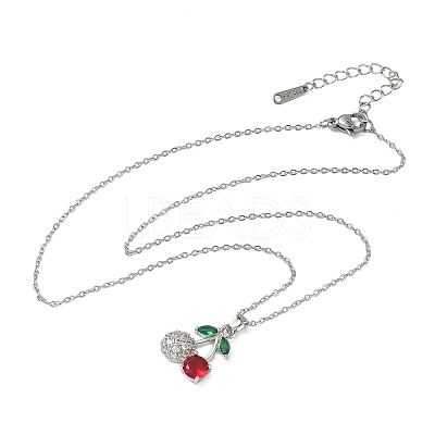 Brass & Cubic Zirconia Pendant Necklaces SA-CBA7E55-03P-02-1