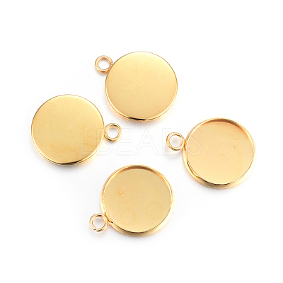 Rack Plating 304 Stainless Steel Pendant Cabochon Settings STAS-F191-14G-D-1