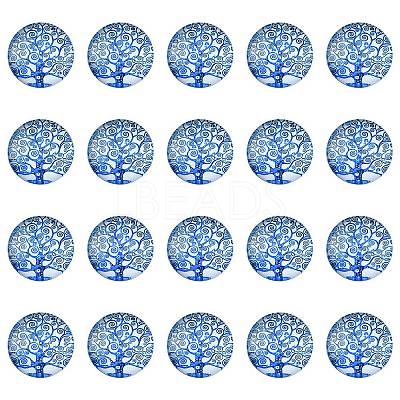 Half Round/Dome Tree Pattern Glass Flatback Cabochons for DIY Projects GGLA-YW0001-14L-1