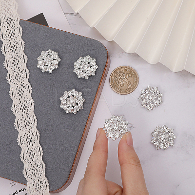 6Pcs 1-Hole Alloy Rhinestone Shank Buttons BUTT-CA0001-16A-1