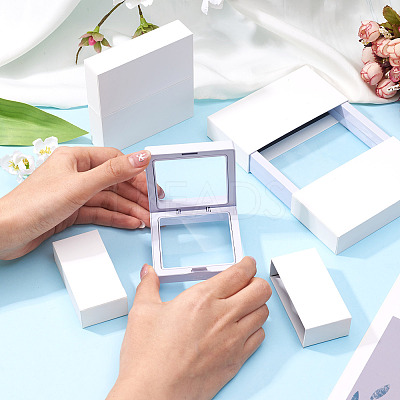 3 Bags 3 Styles Square Transparent PE Thin Film Suspension Jewelry Display Box CON-TA0001-38G-1