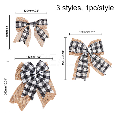 3Pcs 3 Style Big Bowknot Polyester Imitation Linen Ornament Accessories DIY-CA0002-61-1