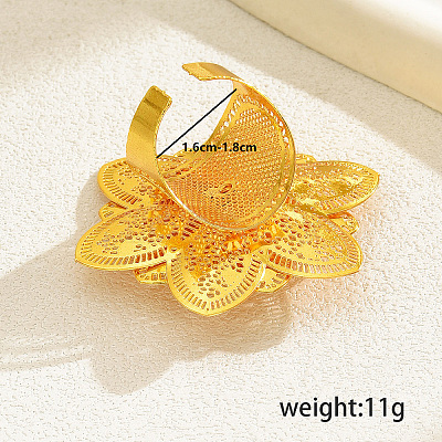 Exaggerated Iron Flower Open Cuff Ring for Festivals BB3093-1