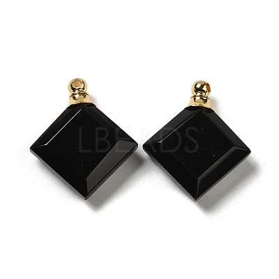 Natural Obsidian Perfume Bottle Pendants G-Z039-05G-03-1