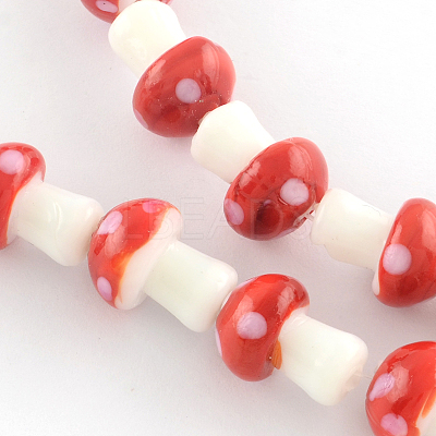 Mushroom Handmade Lampwork Beads Strands LAMP-R116-13-1