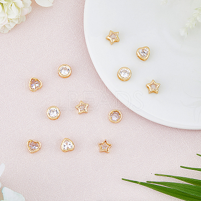 12Pcs 3 Style Brass Cubic Zirconia Multi-Strand Links KK-FH0005-09-1
