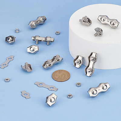 28Pcs 2 Style 304 Stainless Steel Wire Single Bolt & Double 2-post Cable Clamp FIND-GA0003-12-1