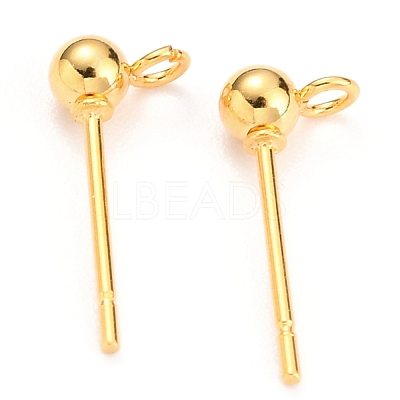 304 Stainless Steel Ball Post Stud Earring Findings STAS-Z035-02G-B-1