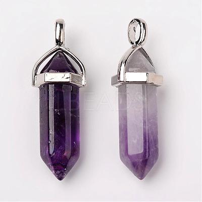 Natural Amethyst Double Terminated Pointed Pendants G-F295-05C-1