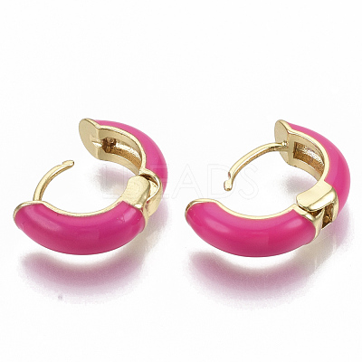 Brass Huggie Hoop Earrings EJEW-S209-01D-1