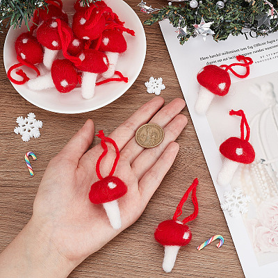 Mushroom Wool Felt Hanging Pendant Decorations AJEW-WH0326-99-1