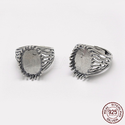Adjustable Thailand 925 Sterling Silver Solitaire Ring Settings STER-P033-30AS-1