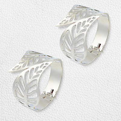 4Pcs Leaf Iron Cuff Bangles BJEW-SP0001-15P-1