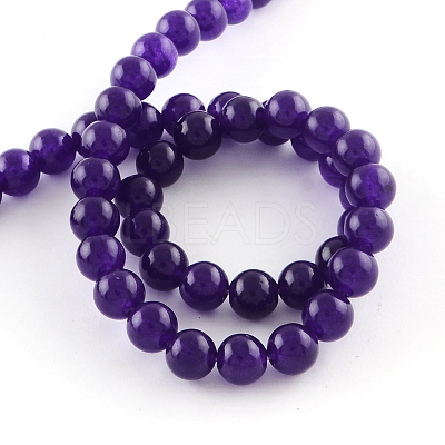 Dyed Natural White Jade Round Bead Strands G-Q937-22-1
