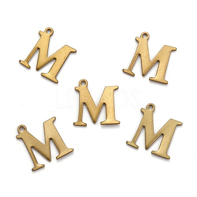 304 Stainless Steel Alphabet Charms STAS-H122-M-AB-1