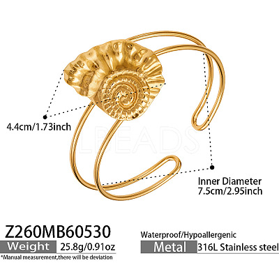 Ocean 316 Surgical Stainless Steel Hollow Sea Animals Open Cuff Bangles for Women WG19BCF-01-1