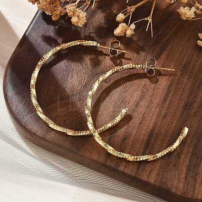 304 Stainless Steel C-Shaped Stud Earrings EJEW-R017-02G-01-1