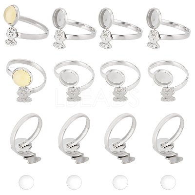 DIY Blank Dome Open Ring Making Kit STAS-PH0004-65-1