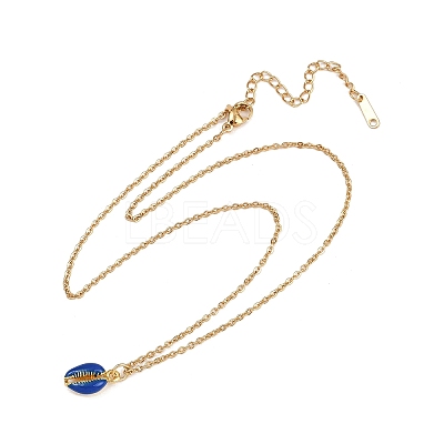Alloy Enamel Shell Shape Pendant 304 Stainless Steel Cable Chain Necklaces for Women NJEW-JN05421-1