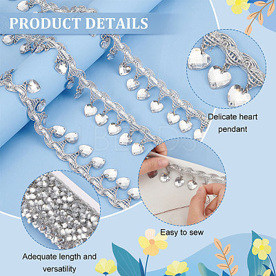 Polyester Lace Ribbon with Plastic Charms Tassel OCOR-WH0078-202A-02-1