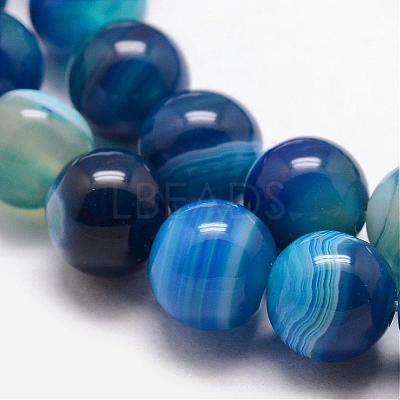 Natural Striped Agate/Banded Agate Bead Strands G-K166-13-8mm-06-1