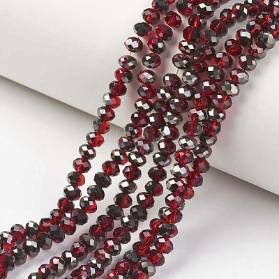 Electroplate Transparent Glass Beads Strands EGLA-A034-T6mm-P06-1