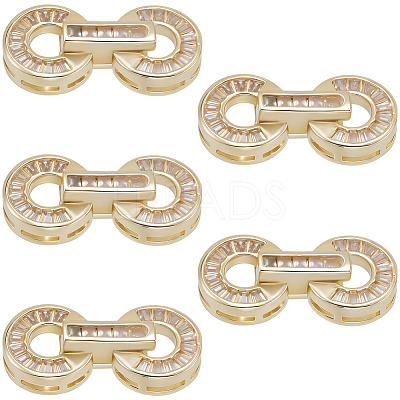 6 Sets Brass Pave Clear Cubic Zirconia Fold Over Clasps KK-BBC0021-36-1
