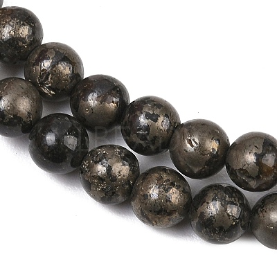 Natural Pyrite Beads Strands G-P303-01-6mm-8-1