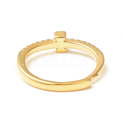 Clear Cubic Zirconia Initial Letter Adjustable Ring RJEW-C052-01G-I-1