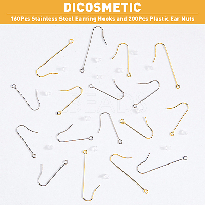 160Pcs 4 Style 316 Surgical Stainless Steel Earring Hooks STAS-DC0011-39-1