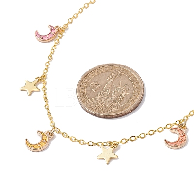 Moon & Star Alloy Enamel Charms Bib Necklaces NJEW-JN04577-1