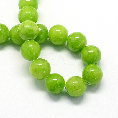 Natural Dyed Yellow Jade Gemstone Bead Strands X-G-R271-8mm-Y12-1
