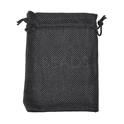 Polyester Imitation Burlap Packing Pouches Drawstring Bags ABAG-R005-14x10-09-1