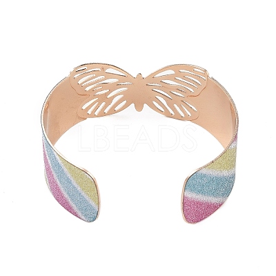 Butterfly Alloy Open Cuff Bangles for Women LS-BJEW-L686-01A-1