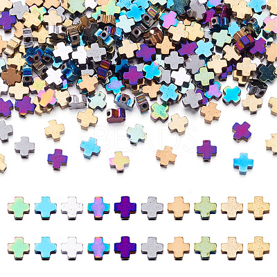 200Pcs 10 Colors Electroplated Synthetic Non-magnetic Hematite Beads G-TA0002-10-1