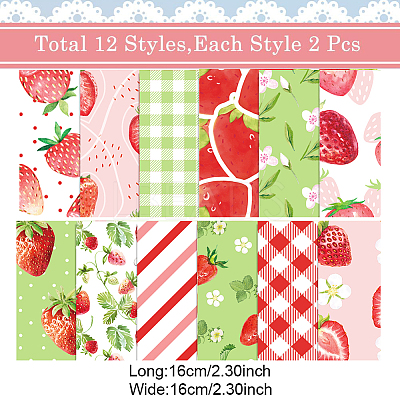 24 Sheets 12 Styles Strawberry Scrapbook Paper Pads DIY-WH0304-989F-1