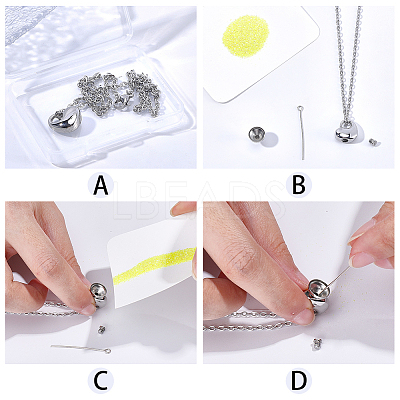1Pc 304 Stainless Steel Heart Pendant Urn Ashes Necklaces NJEW-CN0001-20P-1