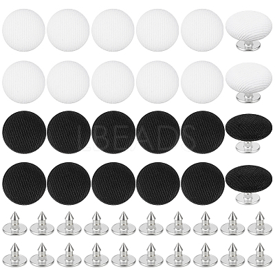 24Pcs 2 Colors Pure Cotton Covered Iron Buttons BUTT-BC0001-20-1