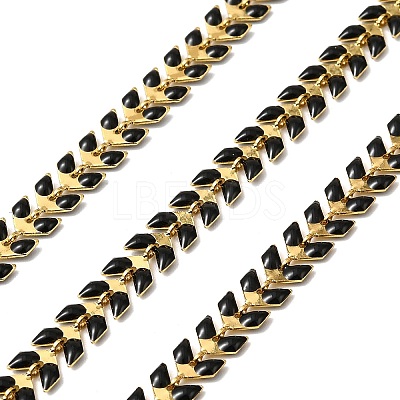 Brass Enamel Leaf Link Chains CHC-F021-02G-07-1