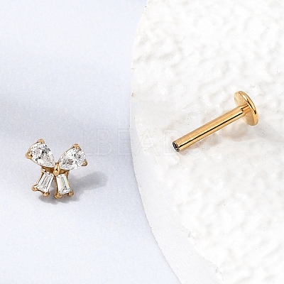 F136 Titanium Pave Clear Cubic Zirconia Bowknot Internally Threaded Labrets ME-CBA9828-05G-1