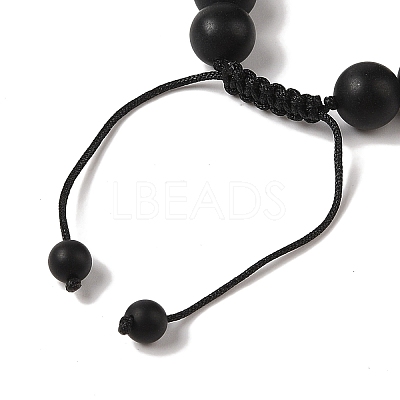 10mm Round Natural Black Onyx(Dyed & Heated) Braided Bead Bracelets BJEW-C067-01C-29-1