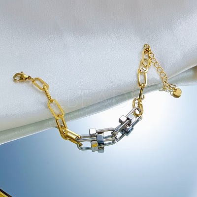 Dou Tone 304 Stainless Steel Paperclip Chain Bracelets WGBC220-01-1