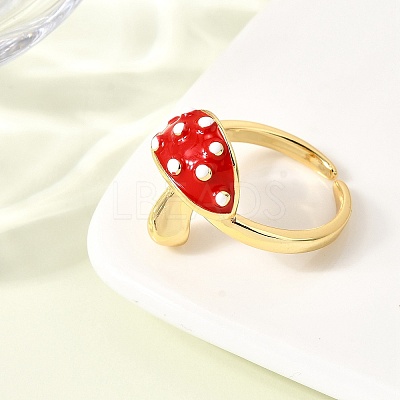 Brass Enemel Adjustable Open Cuff Rings for Women RJEW-I111-10G-03-1