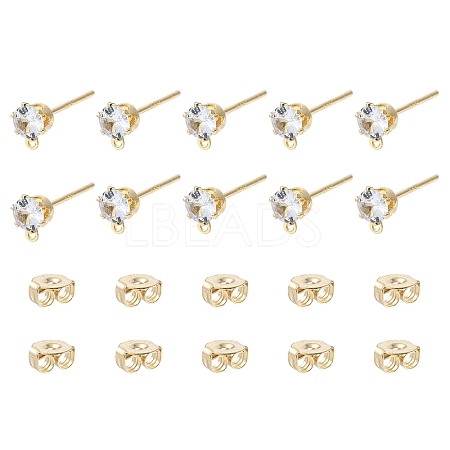 16Pcs Brass Stud Earring Findings KK-FS0001-56G-1