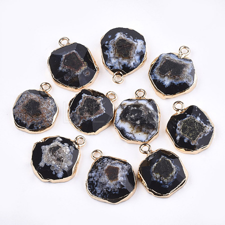 Electroplate Natural Agate Pendants G-T112-18A-1