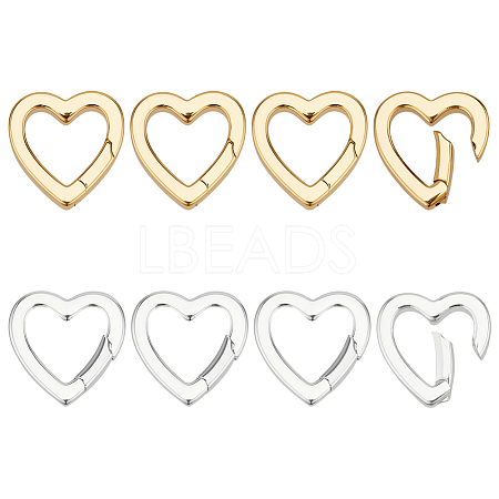 8Pcs 2 Colors Brass Spring Gate Rings KK-PH0013-93-1