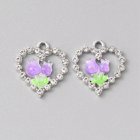 Platinum Alloy Rhinestone Pendants FIND-TAC0008-69P-10-1
