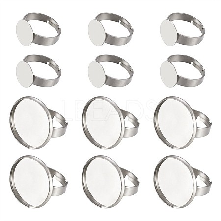 Fashewelry Adjustable 304 Stainless Steel Finger Rings Components STAS-FW0001-01-1